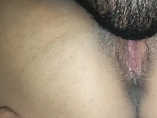 Hubby licking wife's pussy