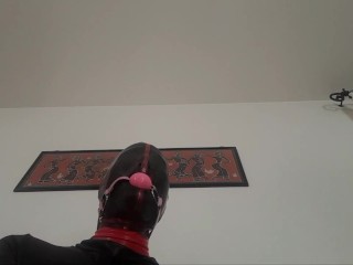 Laura is gagged with a lips mouth gag, throath fucked for long time and swallows cum