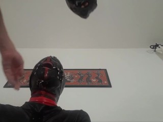 Laura is gagged with a lips mouth gag, throath fucked for long time and swallows cum