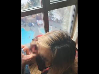 Scarlet Winters gives best public blowjob in plain view of the hotel pool and ski resort - LEAK