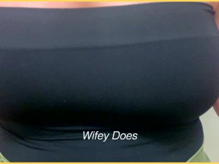 Husband pulled down my top and flashed my tits in the lift