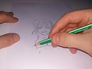 A sketch of a hentai girl doing a titsjob to a guy