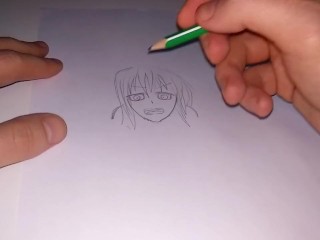 A sketch of a hentai girl doing a titsjob to a guy