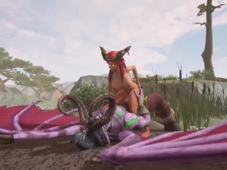 Hot redhead elf rides Illidan Stormrage | Warcraft Parody