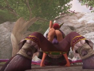 Hot redhead elf rides Illidan Stormrage | Warcraft Parody