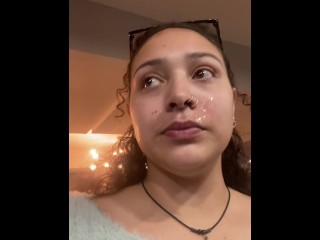 SAD LATINA LOSES BET AND GETS HUMILIATED IN HOTEL BATHROOM W/ RISKY CUMWALK