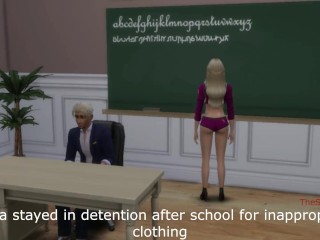 Sims 4, teacher fuck Schoolgirl on table at detention