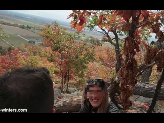 We get busted by another hiker in this outdoor sex gone wrong! scarlet winters - caught in the act