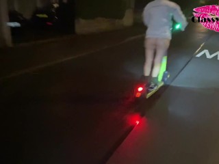Classy Filth riding an electric scooter in the streets of the UK with her pants down!!