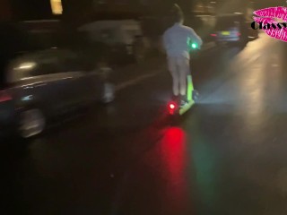 Classy Filth riding an electric scooter in the streets of the UK with her pants down!!