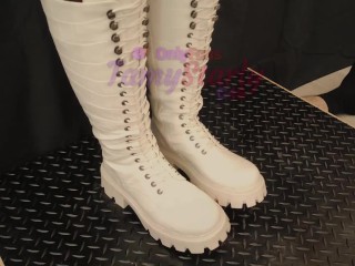 Dangerous Cock Trample, White and Black Combat Boots with TamyStarly - CBT, Bootjob, Ballbusting