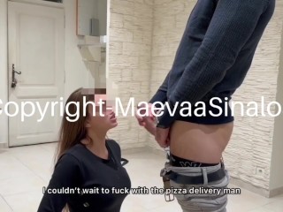 my wife fucks with the pizza delivery boy and she swallows his cum