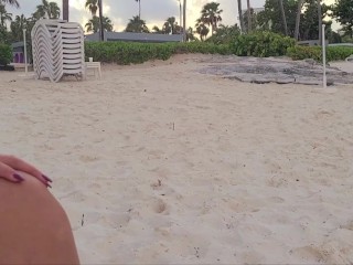 I LOVE flashing my Double D tits and Pussy while people walk on the beach...(Part 1)