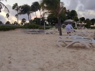 I LOVE flashing my Double D tits and Pussy while people walk on the beach...(Part 1)