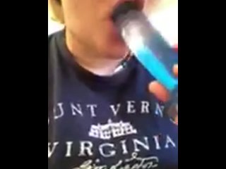 Chubby White Girl Fucks Herself on the Toilet