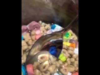 Pissing into my bowl of cereal...and then DRINKING it! full video on my Fansly Nikkii69