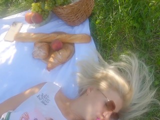 A stranger came when I was playing alone on picnic. He fucked my mouth & cum all over my face.