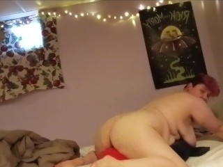 Humping my pillow/stuffie, thicc bbw ftm cums quietly with family in the other room (ALMOST CAUGHT)