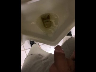 Ran to public urinal desperate to piss in my sweat pants caught recording