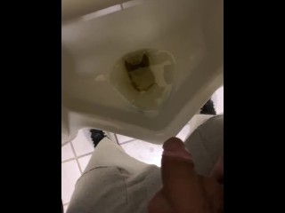 Ran to public urinal desperate to piss in my sweat pants caught recording