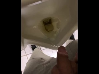 Ran to public urinal desperate to piss in my sweat pants caught recording