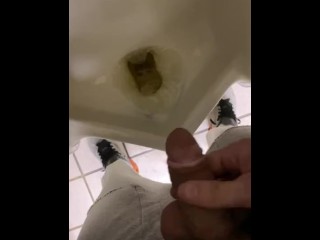 Ran to public urinal desperate to piss in my sweat pants caught recording