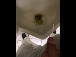 Ran to public urinal desperate to piss in my sweat pants caught recording