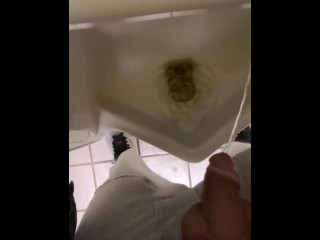 Ran to public urinal desperate to piss in my sweat pants caught recording