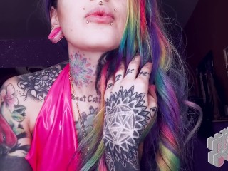 Sissy Brainwash AMSR Whisper Latex Femdom Rainbow hair Tattooed Mistress Suicide girl Slave Dominati