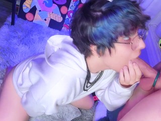 Cutest Young Femboy Ever Loses Videogame Bet and Gives Blowjob (try not to cum)