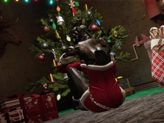 Sensual Assaultron gets her Christmas gift (it's a big fuckin penis)