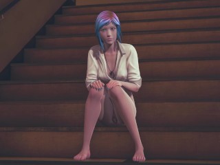 Chloe Price masturbates on the stairs at school