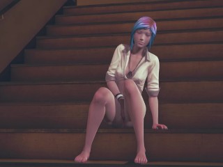 Chloe Price masturbates on the stairs at school