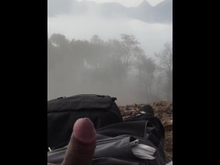 masturbating big dick above the clouds