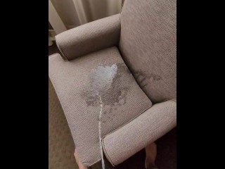 MASSIVE Desperation PISS soaking hotel chair!!