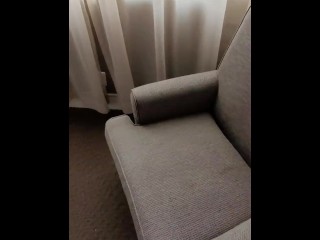 MASSIVE Desperation PISS soaking hotel chair!!