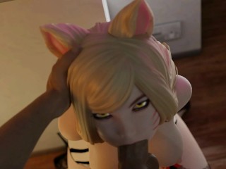 [3D Hentai Uncensored] KDA Ahri Deepthroats a BBC (League of Legends animation) [Mac23]