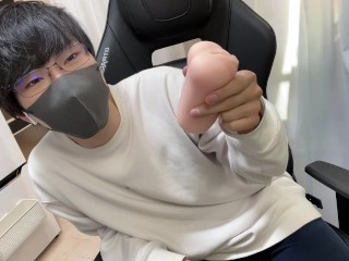 メガネ男子が性欲まる出しでオナニーしてしまい、情けなくも大量射精してしまう♡　個人撮影　大量射精　女性向け　男性向け　自慰　外だし　ぽっちゃり　草食系男子　オナホール　オナホ　手コキ