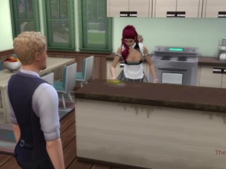 The sims 4, Man is cheating with maid next to his wife