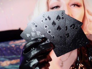 FemDom POV point of view video: Mistress and her chastity game. Dirty talk, Blonde Humiliatrix.