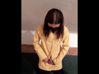 Trans Schoolgirl Masturbates in Yellow Rainwear 😛