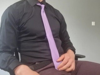 Shirt and tie gentleman moans and jerks off - WhyteWulf
