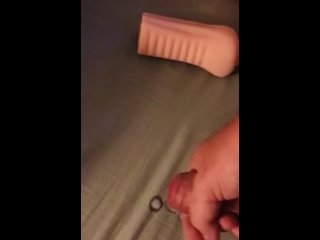 FAKE Pussy makes Big Cock Cum Fast, Hands free Cum Shot with lots of MOANING