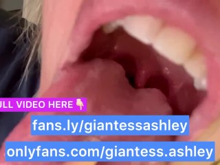 Your giantess Ashley talks to you about how she wants to crush and eat you (mouth fetish)