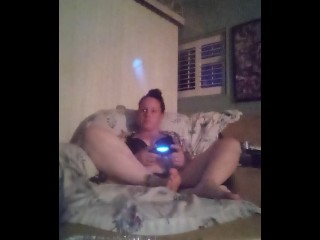 BBW Smoking Cigarettes and Playing Video Games In Black Bra and Panties Part 3