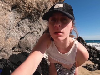 amateur voyeur have risky sex on the beach - little arden