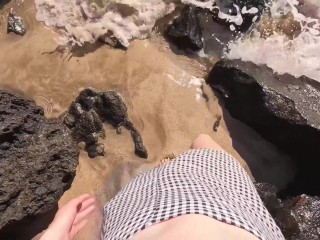 amateur voyeur have risky sex on the beach - little arden