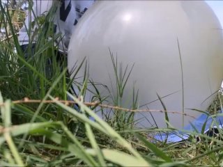 Outdoor Balloon fuck and cum