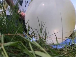 Outdoor Balloon fuck and cum