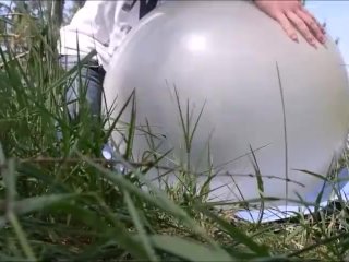 Outdoor Balloon fuck and cum